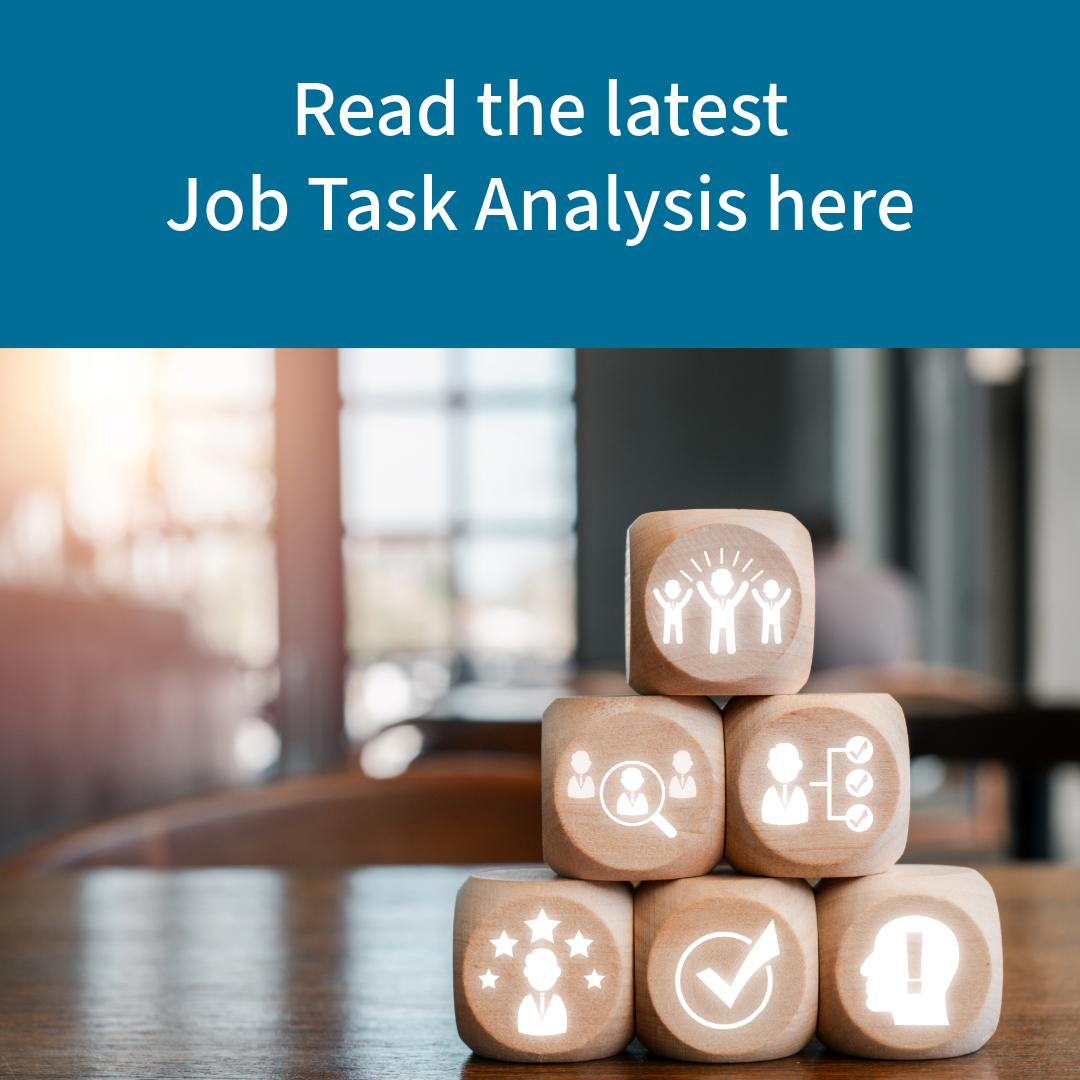 an image of six blocks stacked on one another with text above it that reads "read the latest job task analysis here"